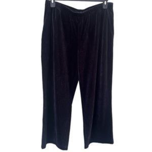 St. John Sport Velour Pants Velvet Pants Black Large Wide Leg Track Pants Y2K